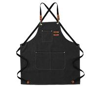 Tiiyee Grembiule da Artista, Grembiule da Pittura con Tasche Tela con Cinghie Incrociate Retro Tasche per Attrezzi Grembiule Lavoro in Tela Cucina Cottura Bavaglino Spalla Regolabile Vita Incrociata