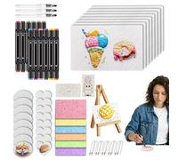 Tiiyee Kit di Pittura Magica 58 Pezzi, Disegno che Si Gonfia in Schiuma Set Arte per Bambini con 32 Carte Cavalletto Pennarelli Colori Pennelli e Accessori Regali Creativi 3D per Natale e Compleanno