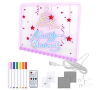 Tiiyee Lavagna per Appunti a LED 7 Colori, Lavagna Acrilica Luminosa 35x25 cm Trasparente, Whiteboard Cancellabile con Supporto Regolabile e Pennarelli Ideale per Casa Ufficio e Pianificazione Visiva
