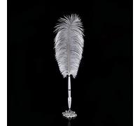 Tiiyee Piuma Penna a Sfera, Struzzo Quill in Plastica con Supporto Penne Inchiostro Novità Retrò Stilografica Stilografiche Piume Asciugatura Cancelleria Decorativa (Base Argento)