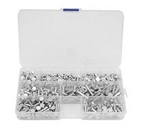 Tiiyee Rivetti Alluminio Testa Piatta, Kit Ribattino di Solido In M4 Lunghezza 4/6/8/10/12/16/20 MM Piatta per Fissi Giunzioni e Riparazioni Metallo Con Scatola Immagazzinaggio 350 Pcs