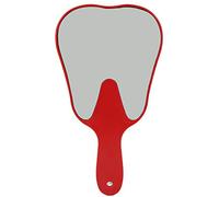 Tiiyee Specchio a Forma di Dente, Specchietto Mano Dentale con Impugnatura in Plastica Maniglia Dente Cure Odontoiatriche Specchi Palmari Trucco Carino Cosmetico Portatile Dentista per Mani (Rosso)