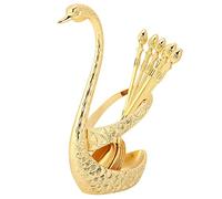 Tiiyee Supporto Cucchiaio Da Caffè, Cucchiaini Lunghi Kit Caffè Set Di Dessert Design A Fiocco Per Stoviglie Gelato Con Porta Cucina Forma Cigno In Metallo Confetti Cucchiaino Tè Acciaio 6 Pezzi