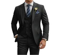 TIJOFA - Completo da Uomo a 3 Pezzi, Slim Fit, Giacca Doppio Petto, Perfetto per Matrimoni. Tuxedo Classico con Un Bottone, Ideale per Eventi Formali, Prom e cene Eleganti., Nero, L