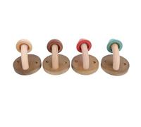 TIKATARER 4 Ganci Appendiabiti a Forma di Fungo in Legno, Grucce da Parete in Legno Massello Intagliato a Mano con Colori Vivaci per Riporre Cappelli e Borse in Camera da Letto, Bagno e (Vite)