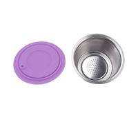 TIKATARER Capsula per caffè Riutilizzabile in Acciaio Inossidabile, Coperchio in Silicone Alimentare con Distribuzione Uniforme dell'acqua, Ideale per Macchine della Originale, Include Pennello e