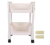 TIKATARER Carrello del Libro, Carrello per Utility Rotolanti con Cassetto e Ruote Rotolante Ripartizione Mobile Ripiani del per per per Bagno, Soggiorno, Ufficio (2 livelli)