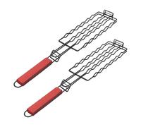 TIKATARER Cestello per Griglia per Hot Dog da 2 Pezzi, Griglia per Salsicce in Acciaio Inossidabile con Manico in Legno per Cucinare All'aperto, Campeggio, Picnic, Distribuzione (BLACK)