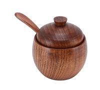 TIKATARER Ciotola di Zucchero con Coperchio e Cucchiaio, Condimenti per Barattoli di Spezie in Legno Coppa di Zucchero con Cucchiaio e Coperchio Sugar Bowl con per Hotel, caffè, Buffet, Feste