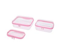 TIKATARER Custodia Rigida Trasparente con Cerniera, Custodia Rigida con Cerniera con Fondo più Profondo, Borsa Toilette Trasparente con Impermeabile per Riporre Giocattoli e Snack (Set 3 in 1