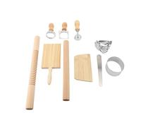 TIKATARER Kit di Strumenti per Fare la Pasta da 10 Pezzi, Set di Rulli per Pasta per Gnocchi in Legno con Filettatura e Scala per cucinotto Taglierina Professionale per Stampi (Set da 10 pezzi)