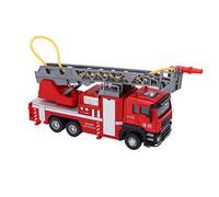 TIKATARER Modello 1:50 Camion dei Pompieri con Scala, Giocattolo in Lega di Zinco e Plastica, Camion dei Pompieri per Bambini con Piattaforma Girevole a 180° e Scala Retrattile, Effetti Sonori e