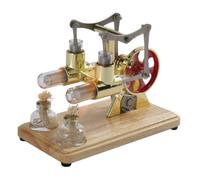 TIKATARER Motore Stirling, Bilanciamento del Cilindro Kit di Motore Stirling con Piastra di Base in Quercia e Artigianato Gocciolante per Esposizioni Educative e Intrattenimento per Bambini (GOLD)