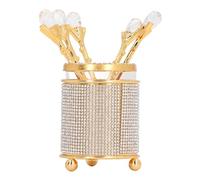 TIKATARER Set di 6 Cucchiaini da caffè Dorati, Cucchiaino da tè da Dessert con Supporto in Vetro con per Mescolare il Gelato Al caffè