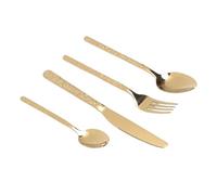 TIKATARER Set di Posate in Acciaio Inossidabile Martellato per 6 Persone, Posate Vintage da 24 Pezzi, Lavabili in Lavastoviglie per la Casa, il Ristorante e il Matrimonio (Modello Di Pietra Oro)