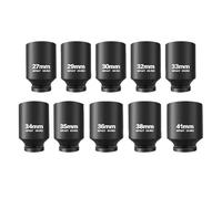 TIKATARER Set di Prese Profonde, 10 Pz, Azionamento 1/2in 27-41mm, Set di Prese di Impatto 1/2 Acciaio Cr Mo Set di Prese in Acciaio con Custodia, Set di Chiavi a Bussola per Riparazione