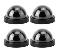 TIKATARER Telecamere di Sicurezza False, 4pcs Fotocamera Falsa Security CCTV Dome Telecamera Finta per attività Domestica Esterna Interna con Luce a LED Lampeggiante (BLACK)