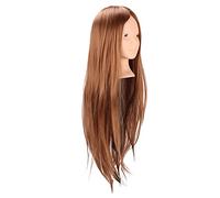 TIKATARER Testa di Manichino con i Capelli, Capelli Lunghi Che Si Addestrano in Stile Bruno Chiaro Manikin con Supporto per la Cosmetologia
