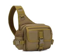 TIKATARER Zaino a Tracolla da Pesca, Borsa a Tracolla in Nylon, con Scomparti Multipli, Ideale per il Pescatore Che Pratica Sport all'aria Aperta (BROWN)