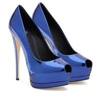 TIKENBST Sandali Donna Con Tacco E PlateauScarpe Personalizzate Da Ballo Con Plateau Impermeabili Da Donna Con Tacco Alto 17cm,Blue-42