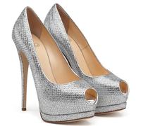 TIKENBST Sandali Donna Con Tacco E PlateauScarpe Personalizzate Da Ballo Con Plateau Impermeabili Da Donna Con Tacco Alto 17cm,Silver-37
