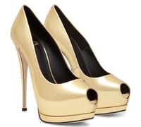 TIKENBST Sandali Donna Con Tacco E PlateauScarpe Personalizzate Da Ballo Con Plateau Impermeabili Da Donna Con Tacco Alto 17cm,Gold-44