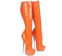 TIKENBST Tacchi Donna 20CM Stivali Da Donna Con Tacchi Alti Stivali Con Suola Spessa A Punta In Metallo Con Tacco A Spillo,Orange-41