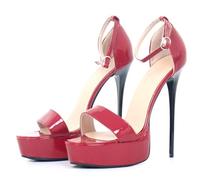 TIKENBST tacchi donna Sandali Con Tacco Alto 16CM Scarpe Con Plateau A Tacco Alto Scarpe Con Tacco Classico Scarpe Aperte,Red-41