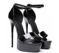 TIKENBST tacchi donna Sandali Con Tacco Alto 16CM Scarpe Con Plateau A Tacco Alto Scarpe Con Tacco Classico Scarpe Aperte,Black-45