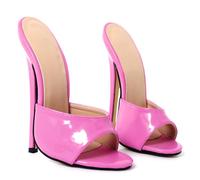TIKENBST Tacchi Donna Sandali con Tacco Alto 18CM Scarpe Scarpe da Festa in Pelle,Rose Red-46