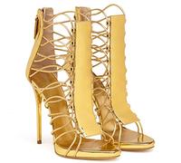 TIKENBST Tacchi Donna Sandali con Tacco Alto Borsa Vuota con Cerniera Sandali Fatti A Mano da Donna con Cinturino Sottile,Gold-38