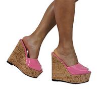 TIKENBST Tacchi Donna Sandali con Zeppa con Tacco Alto 15CM Sandali con Plateau con Tacco Alto,Pink-38