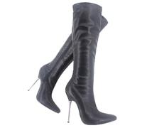 TIKENBST tacchi donna Stivali Con Tacco Alto Con Cerniera A Punta 12CM Stivali Alti Al Ginocchio Moda Unisex,Black-41