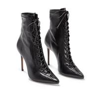 TIKENBST Tacchi Donna Tacchi Alti 13CM Stivaletti con Lacci alla Moda con Tacco a Spillo Scarpe Personalizzate,Black-38