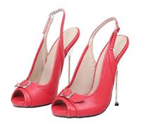 TIKENBST tacchi donna Tacchi Alti 14CM Sandali Alti Punta A Punta Tacco A Spillo Tacco Alto Bocca Di Pesce Punta Aperta,Red-40