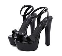 TIKENBST Tacchi Donna Tacchi Alti 15CM Sandali con Plateau con Tacco Super Spesso Scarpe da Passerella Modello Femminile,Black-36