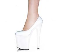 TIKENBST Tacchi Donna Tacchi Alti 20 Cm Scarpe con Punta Super Tonda Piattaforma Impermeabile Aumentata Moda con Tacco Sottile,White-37