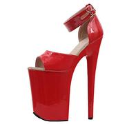 TIKENBST Tacchi Donna Tacchi Alti 20CM Plateau Sandali con Tacco Alto Tacchi da Ballo Esotici,Red-36