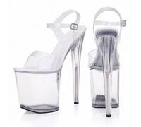 TIKENBST Tacchi Donna Tacchi Alti 20CM Scarpe da Ballo con Tacco Alto con Tacco Alto Modello Catwalk Scarpe in Cristallo Trasparente Sandali Femminili,Transparent-36