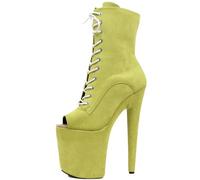 TIKENBST tacchi donna Tacchi Alti 20CM Stivali Con Plateau In Pelle Scamosciata Con Lacci Stivaletti Da Ballo Erotici Scarpe Da Palco Personalizzate,Green-35