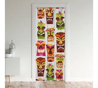Tiki Bar Porta Tenda Anni Sessanta Retro Ispirazione Oscurante per Happy Hawaiian Party - Privacy, Colorato, 86 x 203 cm, 1 Pannello