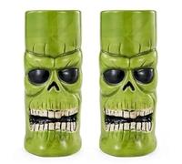 Tiki - Bicchiere da cocktail Tikis, tazza da demone, 39 cl, set di 2 tazze in ceramica, decorazione mostro Frankenstein cocktail bar, set di 2 pezzi, decorazione bicchieri mixologia