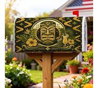 Tiki Face - Coperture magnetiche per cassetta postale, motivo ibisco tropicale, retrò, per cocktail, decorazione per portico anteriore, 45,7 x 53,7 cm