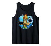 Tiki Man Shark Selfie - Isola Divertente Ocean Vibes Tropical Canotta