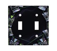 Tiki Masks - Placca di copertura per interruttore della luce, moderna e futuristica con linee neon, sfondo nero, in plastica nera, dimensioni standard, piatti decorativi da parete per casa, soggiorno