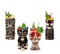 Tiki Mugs Set - Bicchierini Tiki Set di 4 - Tiki Mug - Bicchieri da Cocktail - Cocktail Tiki - Ottimo per Bar - Tazze in Ceramica - Tiki Drinks - Cocktail Glasses - Cocktail Party,Q8