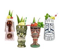 Tiki Mugs Set - Bicchierini Tiki Set di 4 - Tiki Mug - Bicchieri da Cocktail - Cocktail Tiki - Ottimo per Bar - Tazze in Ceramica - Tiki Drinks - Cocktail Glasses - Cocktail Party,Q9