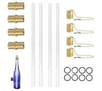 Tiki, per torcia da giardino, il kit di torce da tavolo include 4 stoppini di lunga durata, un coperchio per lampada in rame e un supporto per in (bottiglia non inclusa