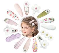 TIKJOYS Set di 15 fermagli per capelli con motivo floreale, fatti a mano | Fermaglio per capelli con motivo scozzese e stampa floreale, per bambine e ragazze, forcine decorative per capelli per feste