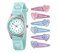 Tikkers Aqua Heart ATK1094-SET - Set orologio e clip per capelli per insegnare l'ora